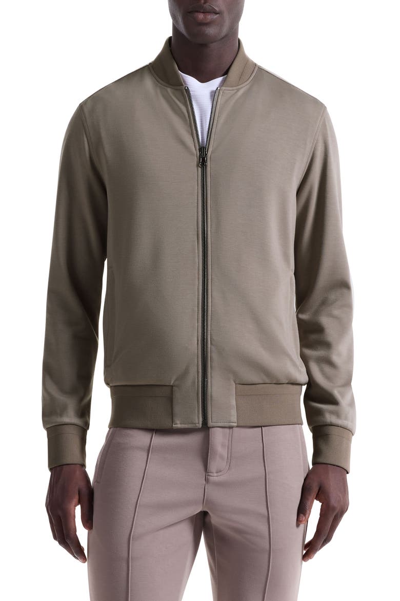Soft Touch Knit Reversible Bomber Jacket, Main, color, WALNUT