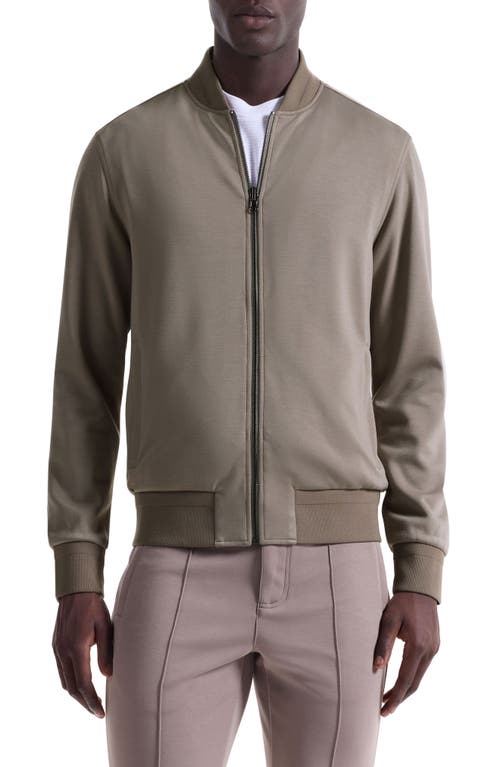 Bugatchi Soft Touch Knit Reversible Bomber Jacket In Brown