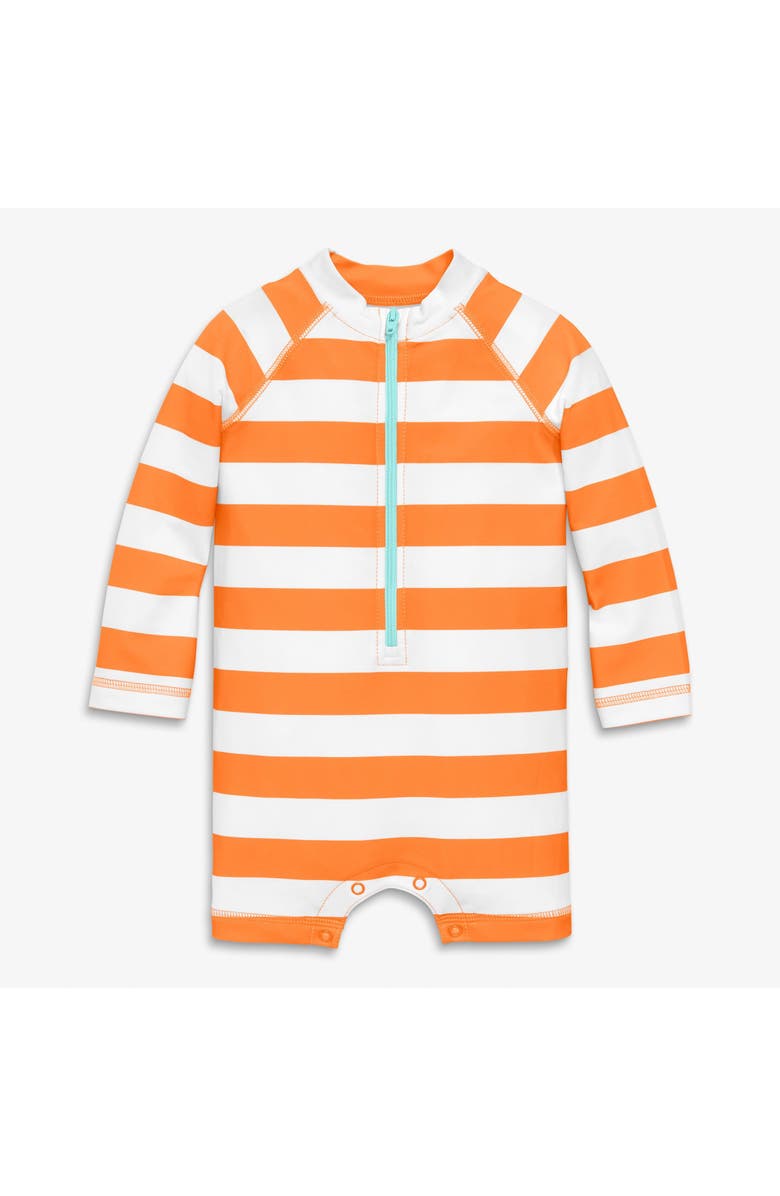 Primary Baby One-Piece Rash Guard In Stripe, Main, color, Cantaloupe White Stripe