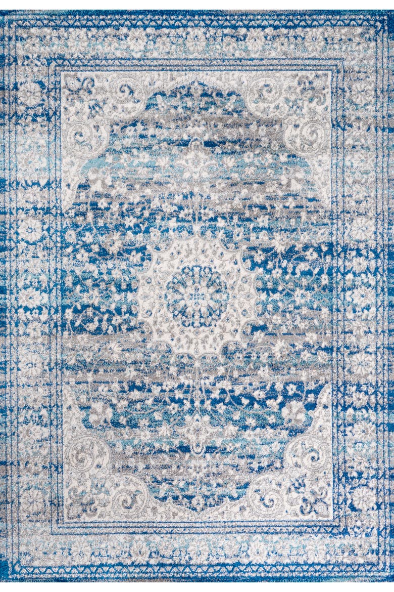Scala Ornate Bohemian Medallion Area Rug, Main, color, Blue/Dark Gray