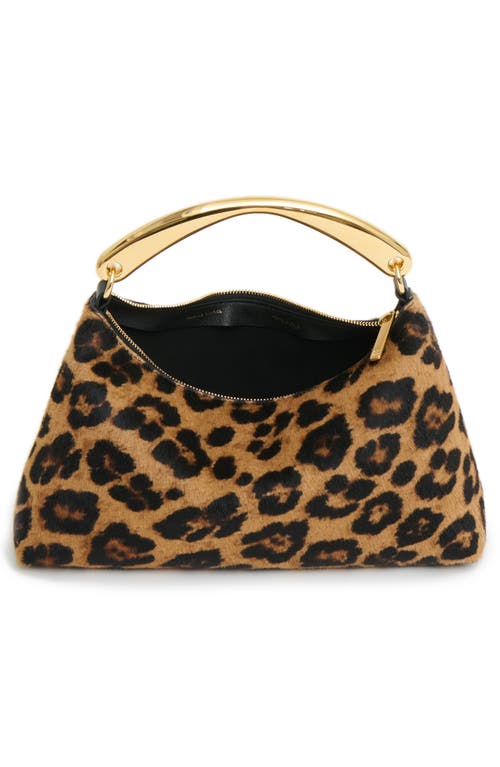 Mansur Gavriel Rhea Metal Handle Genuine Calf Hair Bag In Brown