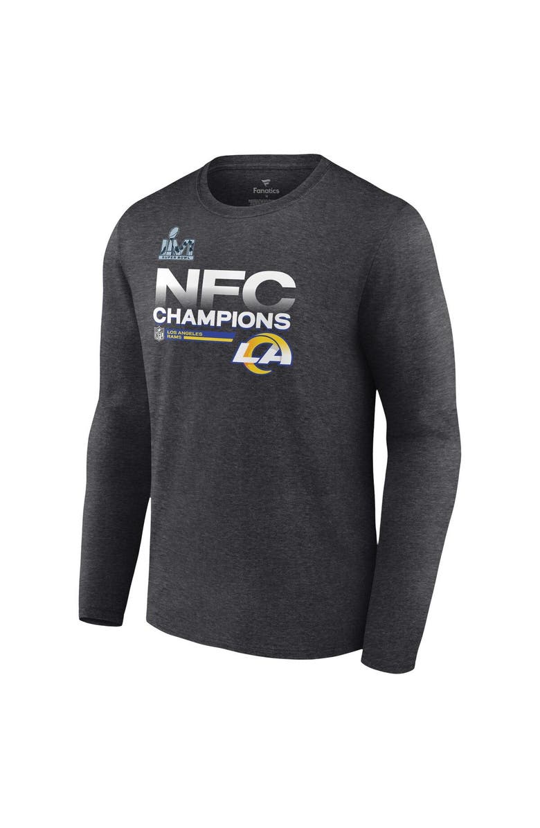 FANATICS Men's Fanatics Branded Heathered Charcoal Los Angeles Rams 2021 NFC Champions Locker Room Trophy Collection Long Sleeve T-Shirt, Alternate, color, 