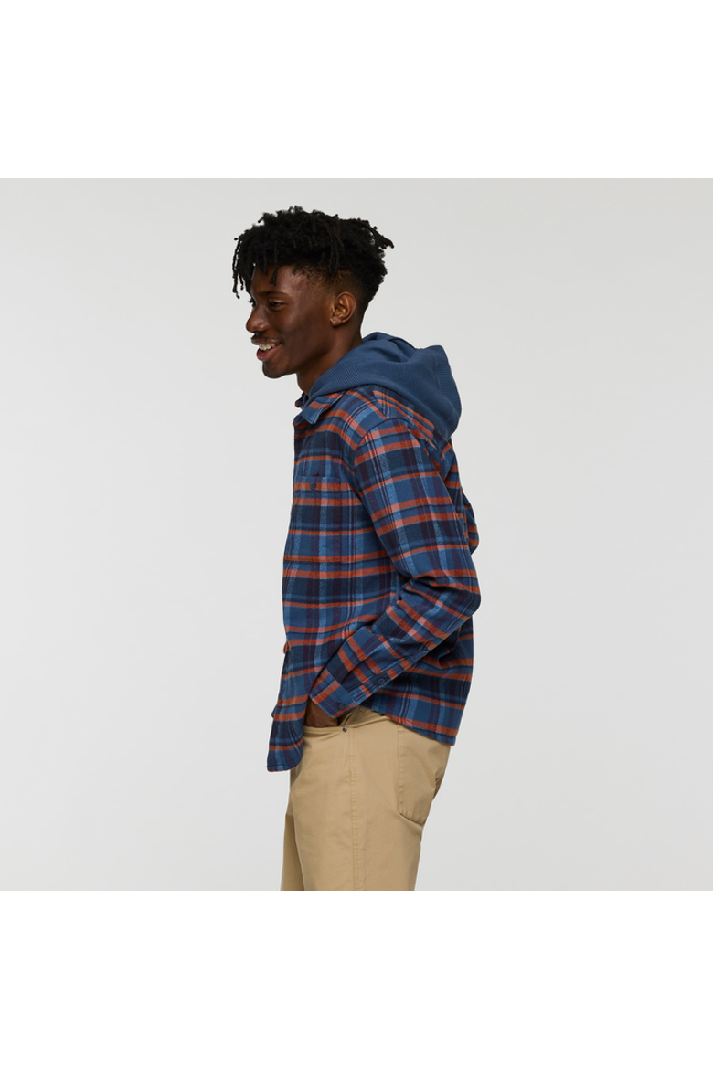 Mero Organic Flannel Shirt - Men's, Alternate, color, Deep Sea and Fjord Plaid