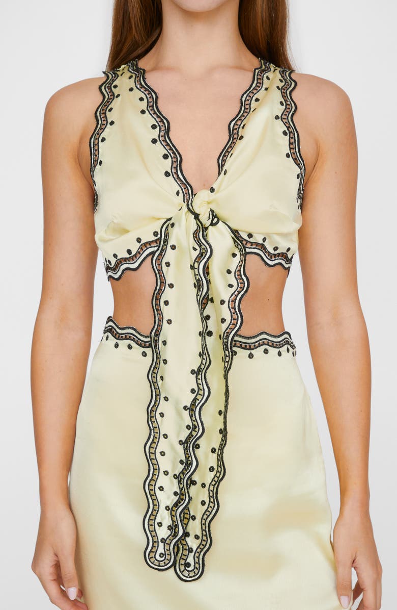 NASTY GAL Scalloped Tie Front Crop Tank, Main, color,