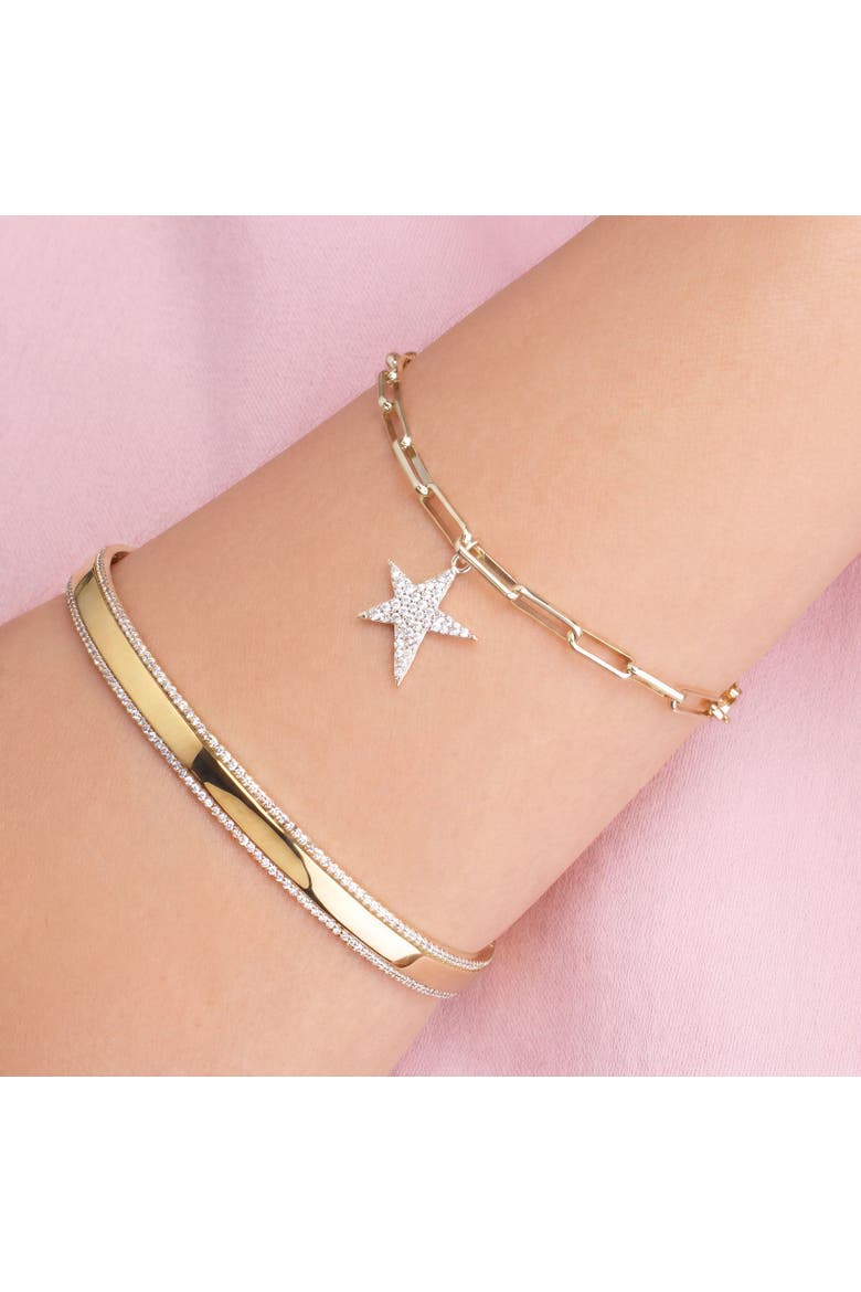 CZ Star Paperclip Charm Bracelet, Alternate, color, Gold Plated Sterling Silver