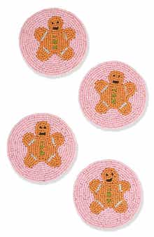 Tiramisu Gingerbread Man Set of 4 Beaded Coasters