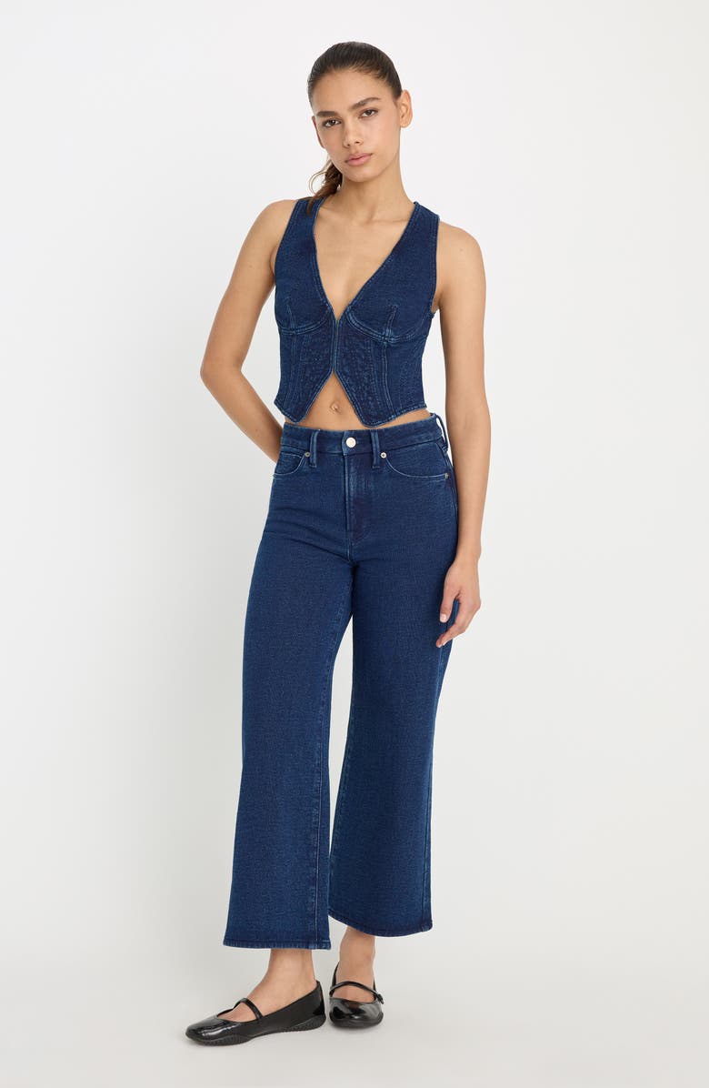 Good American Jeanius Crop Palazzo Jeans, Alternate, color, Indigo377