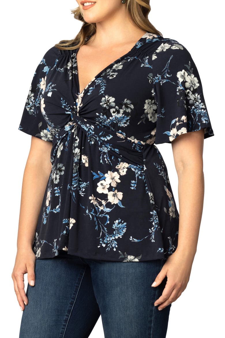 Abby Twist Front Top, Alternate, color, FRENCH BLUE GARDEN