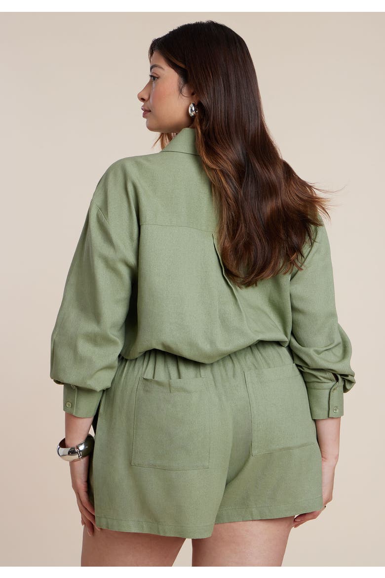 Waist Tie Linen Button Up Shirt, Alternate, color, IGUANA