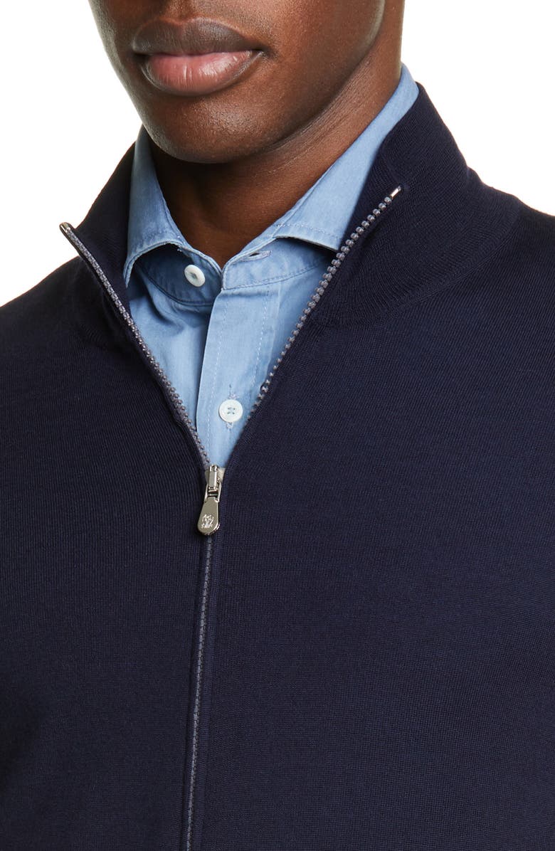 Brunello Cucinelli Fine Gauge Wool & Cashmere Zip Cardigan, Alternate, color,