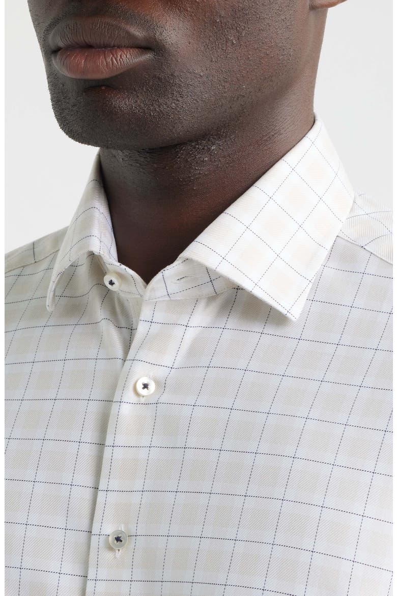 Modern Fit Check Non-Iron Cotton Twill Dress Shirt, Alternate, color, BEIGE