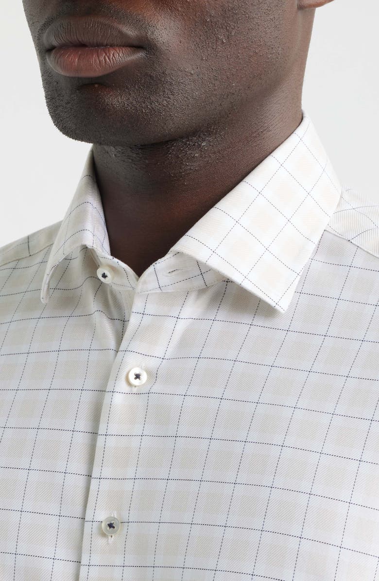 1863 by Eterna Modern Fit Check Non-Iron Cotton Twill Dress Shirt, Alternate, color, Beige