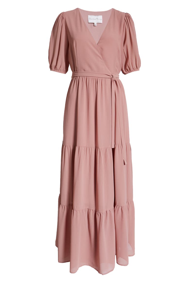 Tiered Wrap Dress, Alternate, color, MAUVE