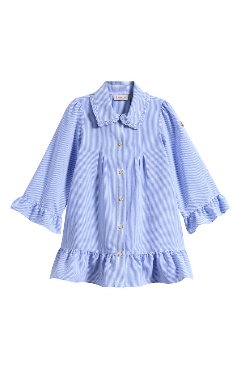 Moncler Kids' Stripe Long Sleeve Shirtdress, Main, color, Light Blue