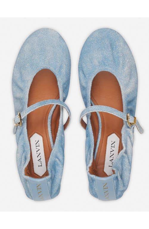 Lanvin Heeled Mary Janes In Leather With A Faded Denim Effect In Denim Blue