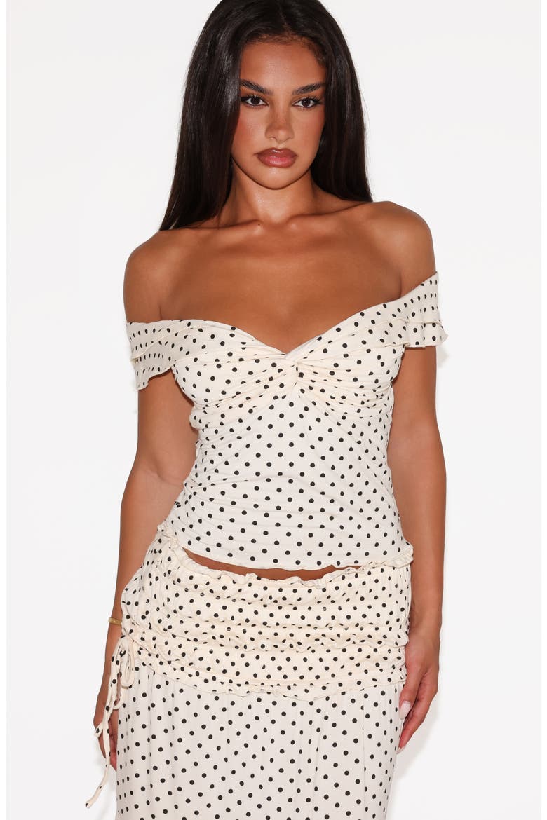 Denali Off the Shoulder Polka Dot Top, Alternate, color, WHITE POLKA DOT