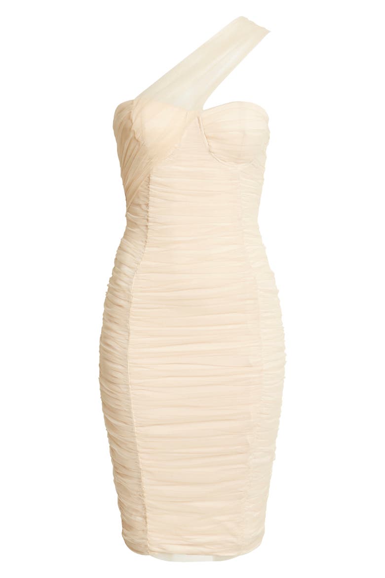 Ruched One-Shoulder Minidress, Alternate, color, CHAMPAGNE