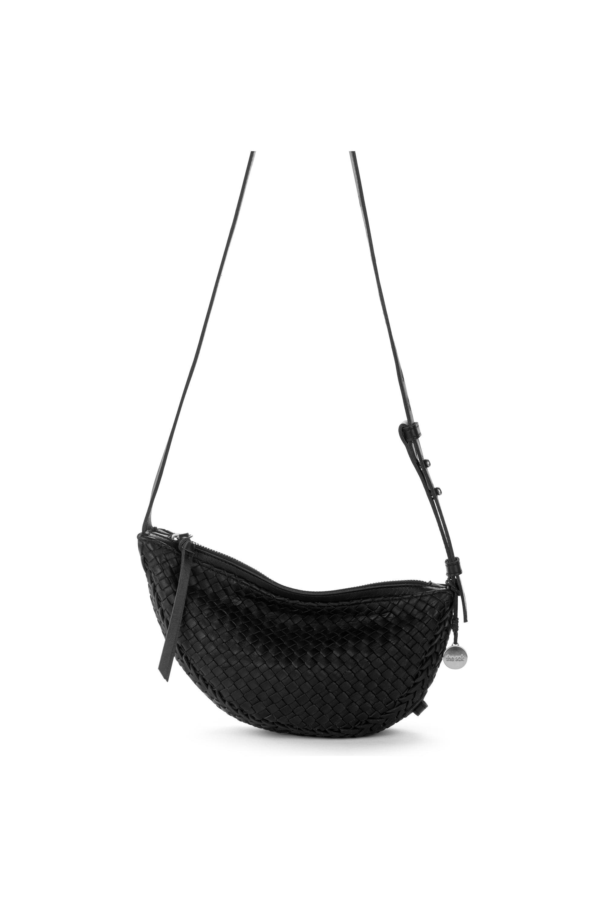 The Sak Tess Sling Leather Bag, Alternate, color, Woven Black