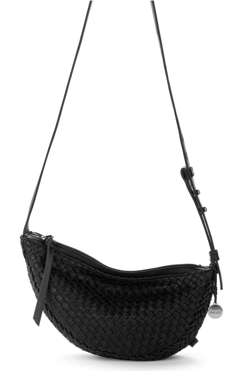 The Sak Tess Sling Leather Bag, Alternate, color, Woven Black
