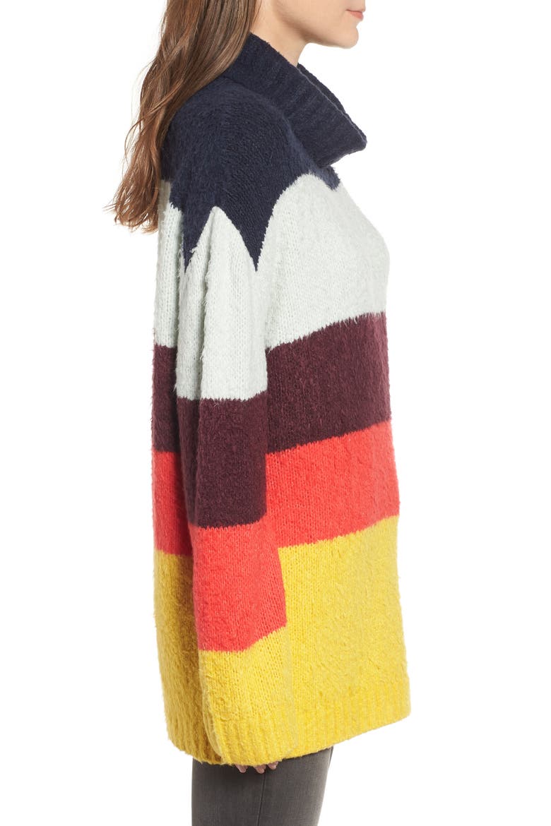 Bold Stripe Oversize Sweater, Alternate, color, BLUE GREY WIDE STRIPE
