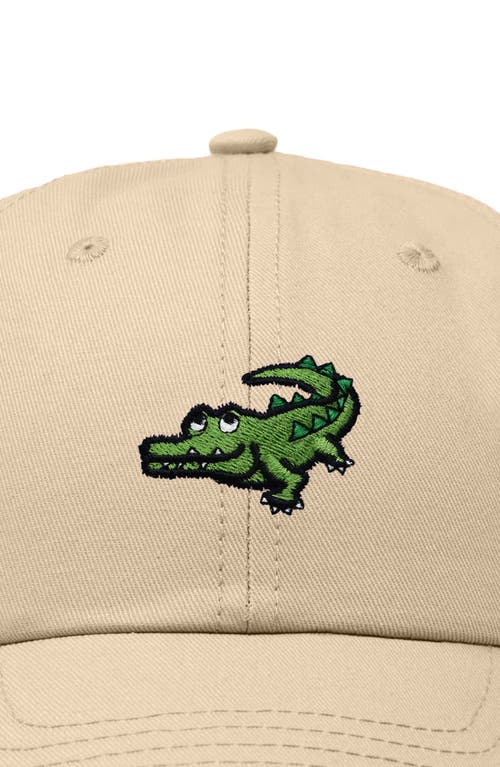 Dalix Alligator Embroidered Wildlife Cap In Khaki