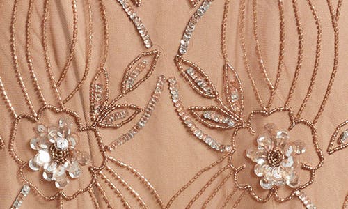 Pisarro Nights Beaded Tulle Gown In Mocha