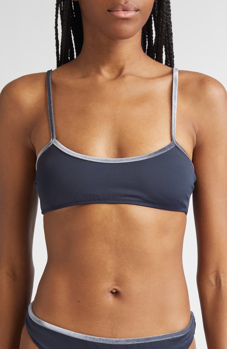 Paloma Wool Lain Velvet Trim Bikini Top, Main, color,
