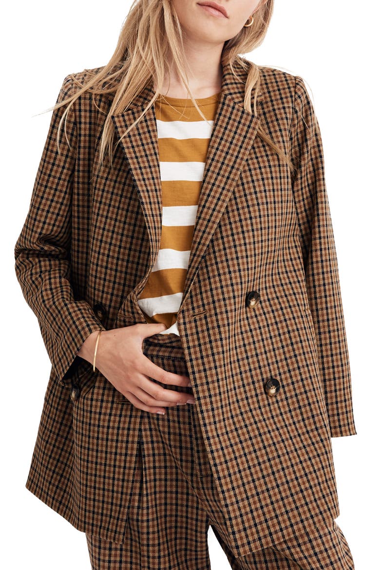 Caldwell Plaid Double-Breasted Blazer, Main, color, DESERT