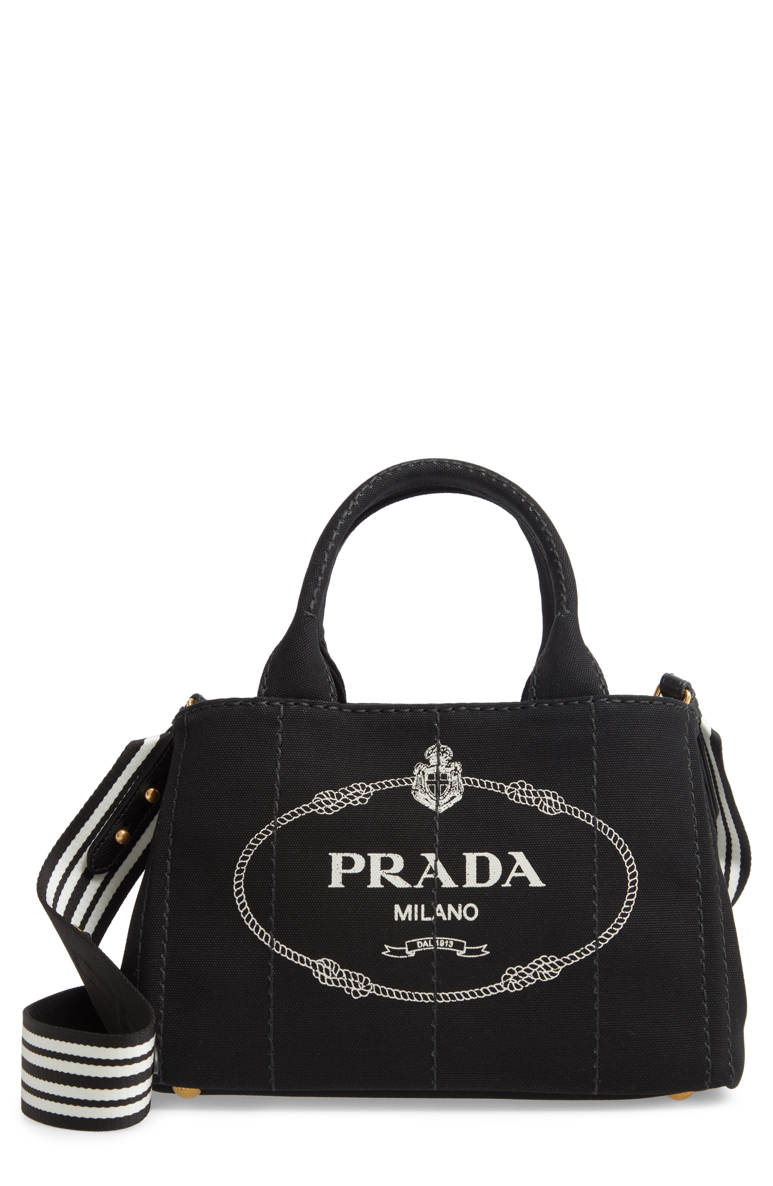 Prada Canapa Logo Garde Canvas Tote, Main, color, 