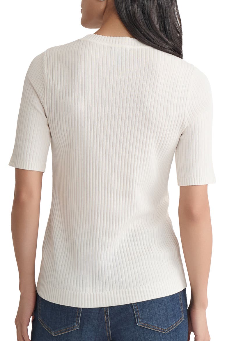 Rib Short Sleeve Sweater, Alternate, color, JONES WHITE