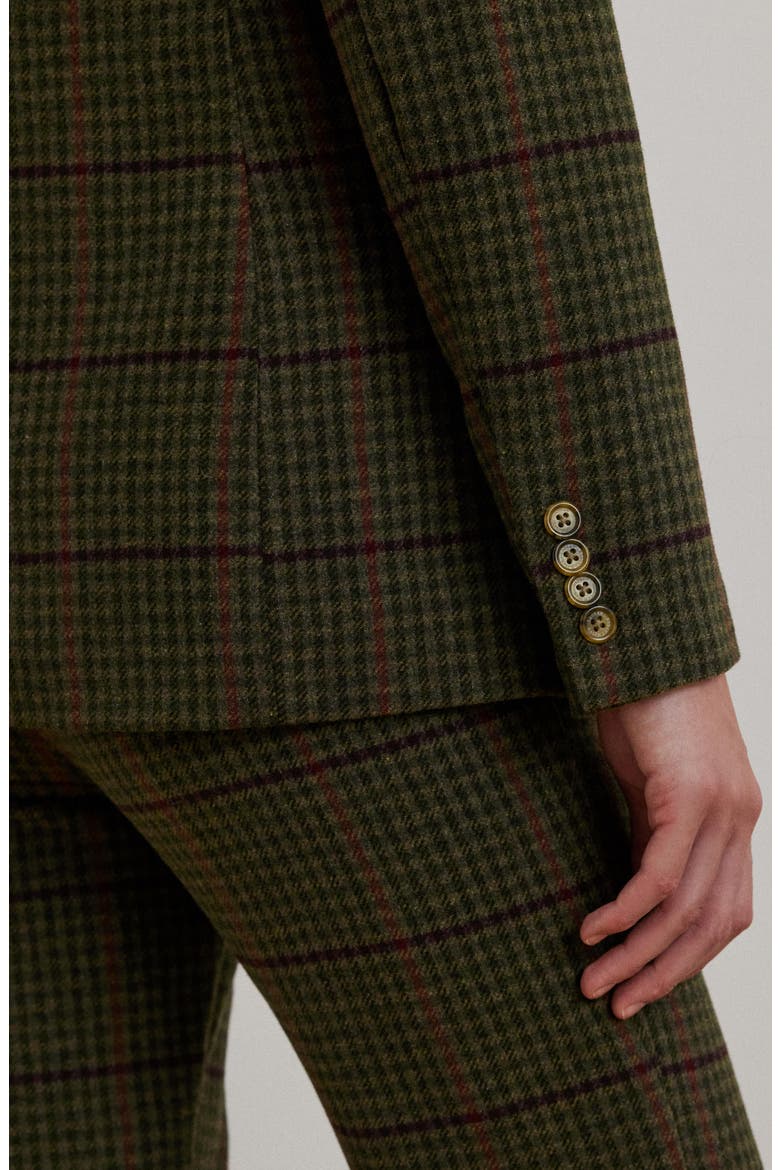 Check Double Breasted Jacket, Alternate, color, OLIVE MULTI