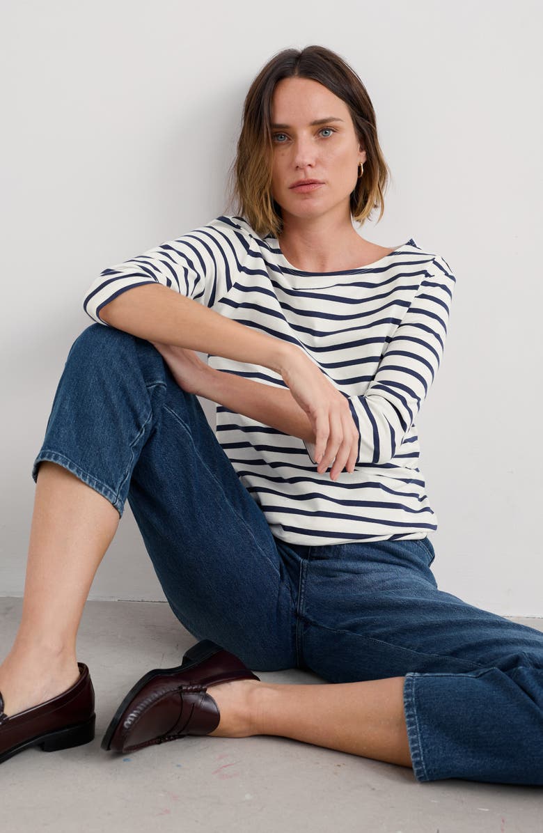 Seasalt Cornwall Sailor Stripe Organic Cotton Top, Alternate, color, Breton Chalk Maritime
