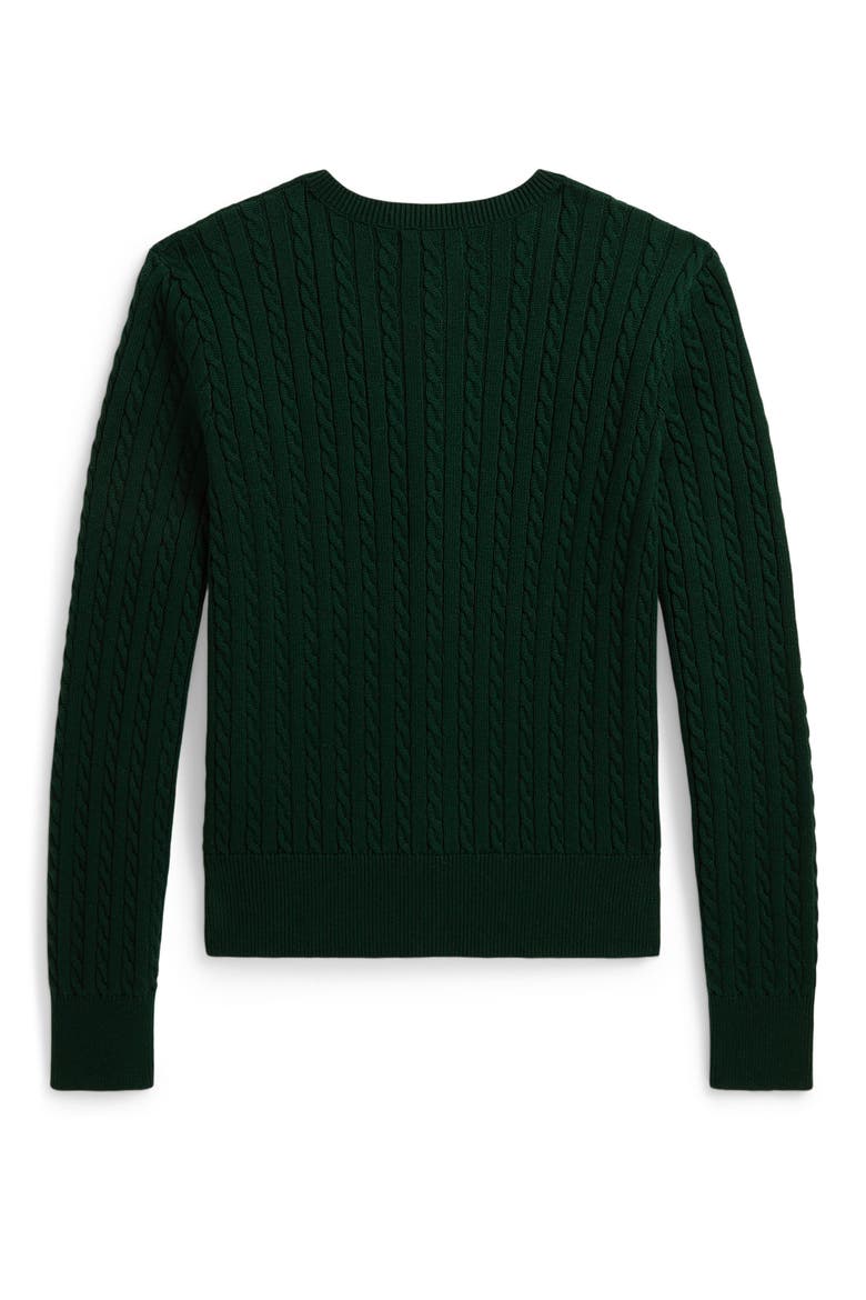 Kids' Polo Bear Mini Cable Knit Cotton Cardigan, Alternate, color, GREEN