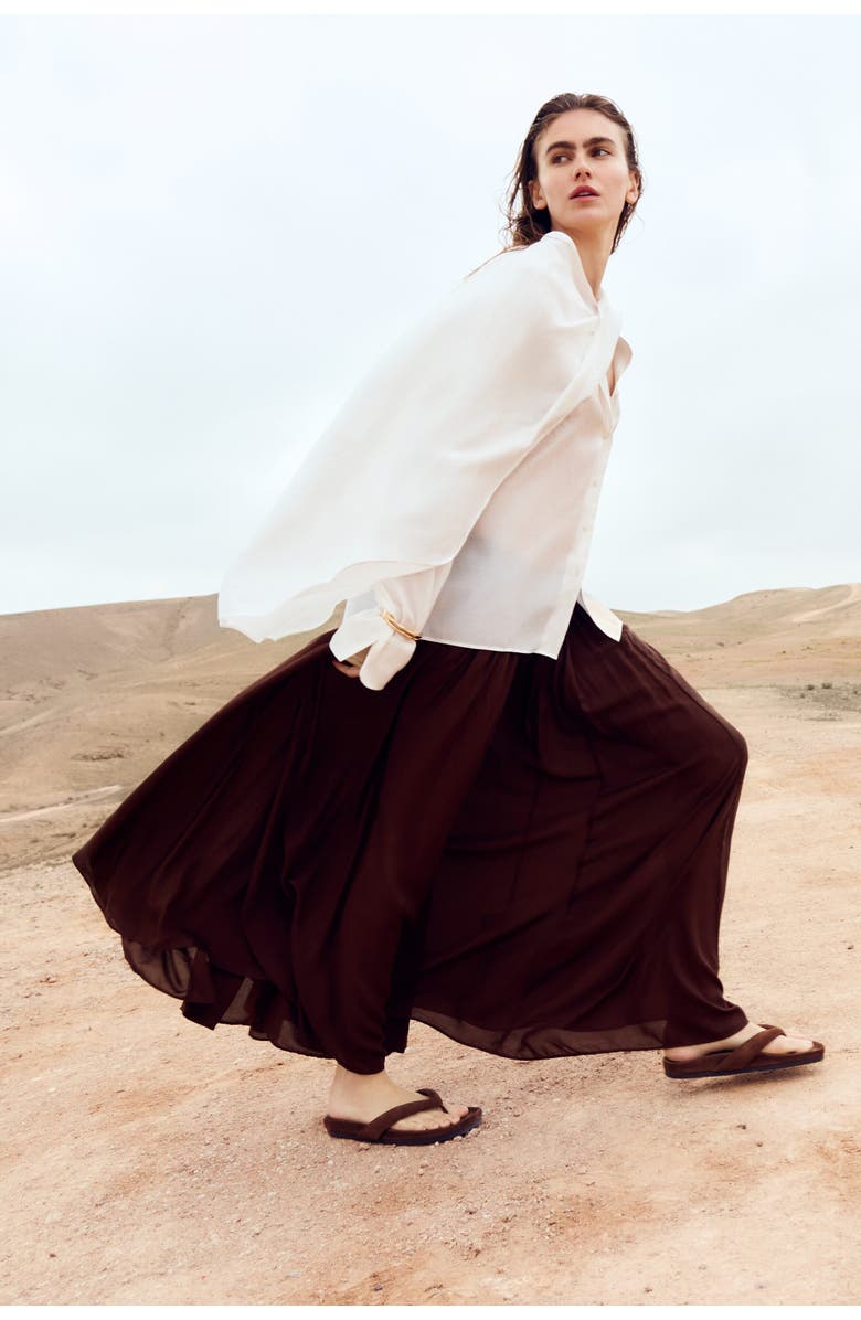 H&M Gathered Modal Skirt, Alternate, color, Brown