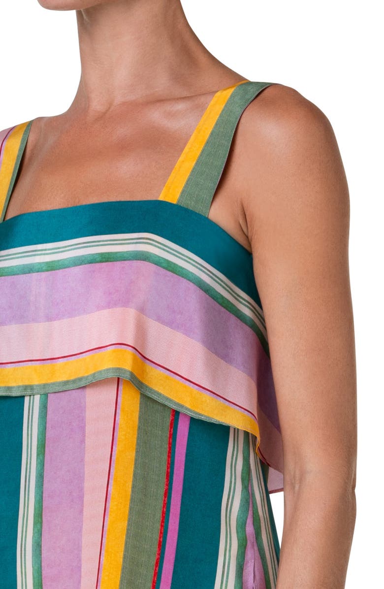Akris punto Stripe Sleeveless Square Neck Silk Top, Alternate, color, 