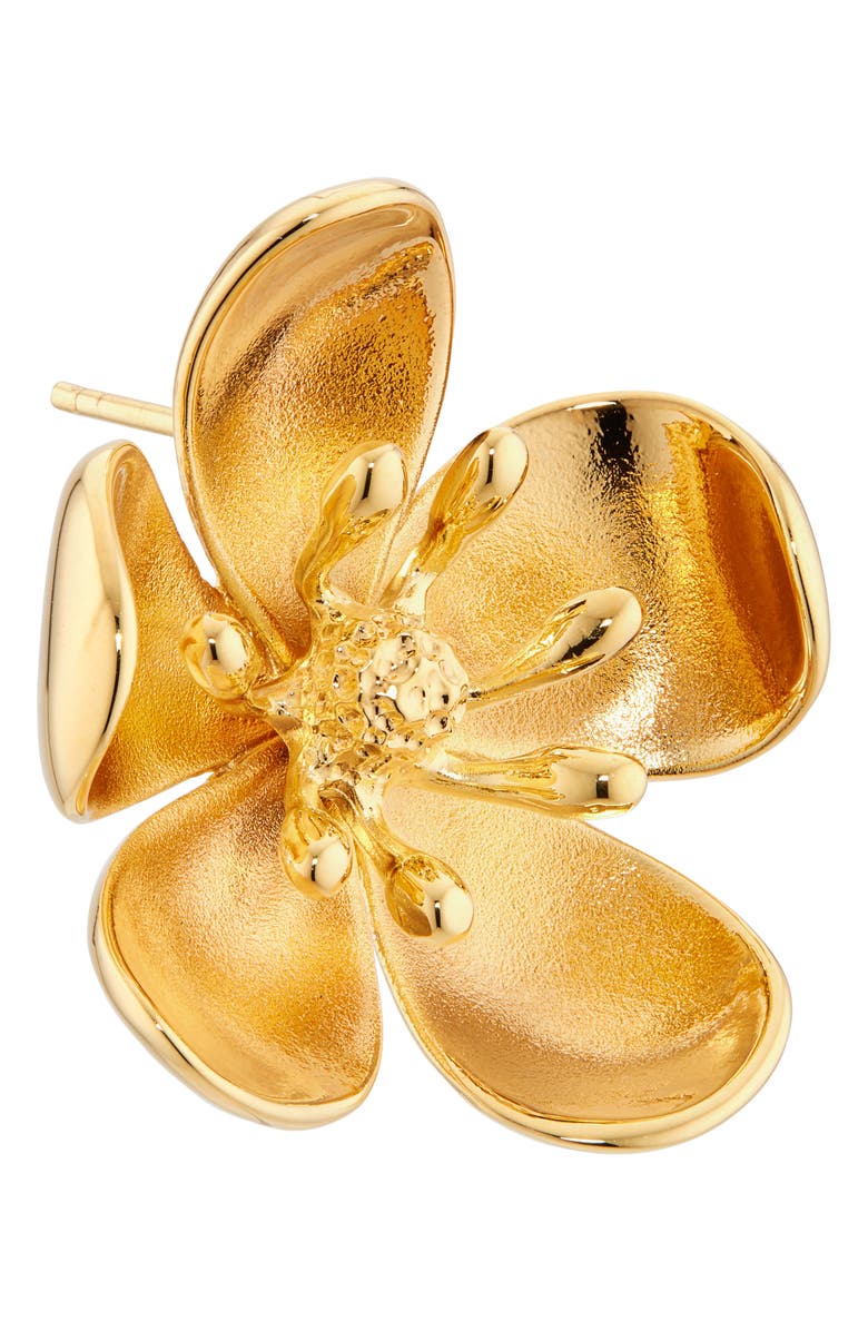 Oscar de la Renta Small Cherry Blossom Stud Earrings, Alternate, color, Yellow Gold