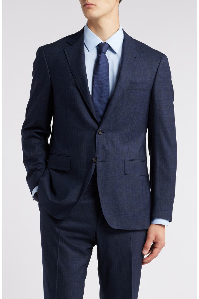 Kei Trim Fit Plaid Stretch Wool Suit, Alternate, color, NAVY