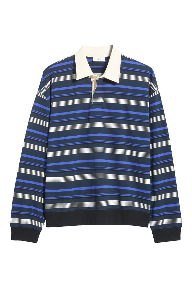 David Striped Organic Cotton Long Sleeve Rugby Shirt, Alternate, color, NAVY STRIPE
