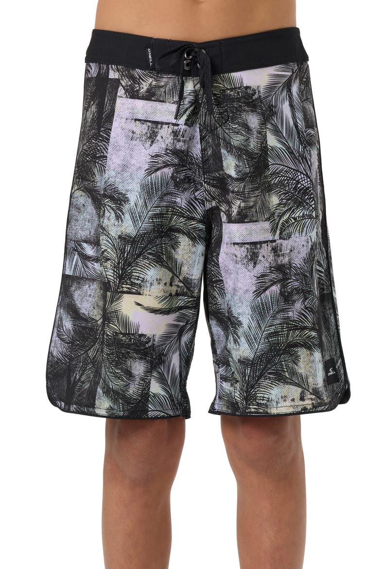 Kids' Hyperfreak Mysto Scallop Swim Trunks, Main, color, BLACK MULTI COLORED