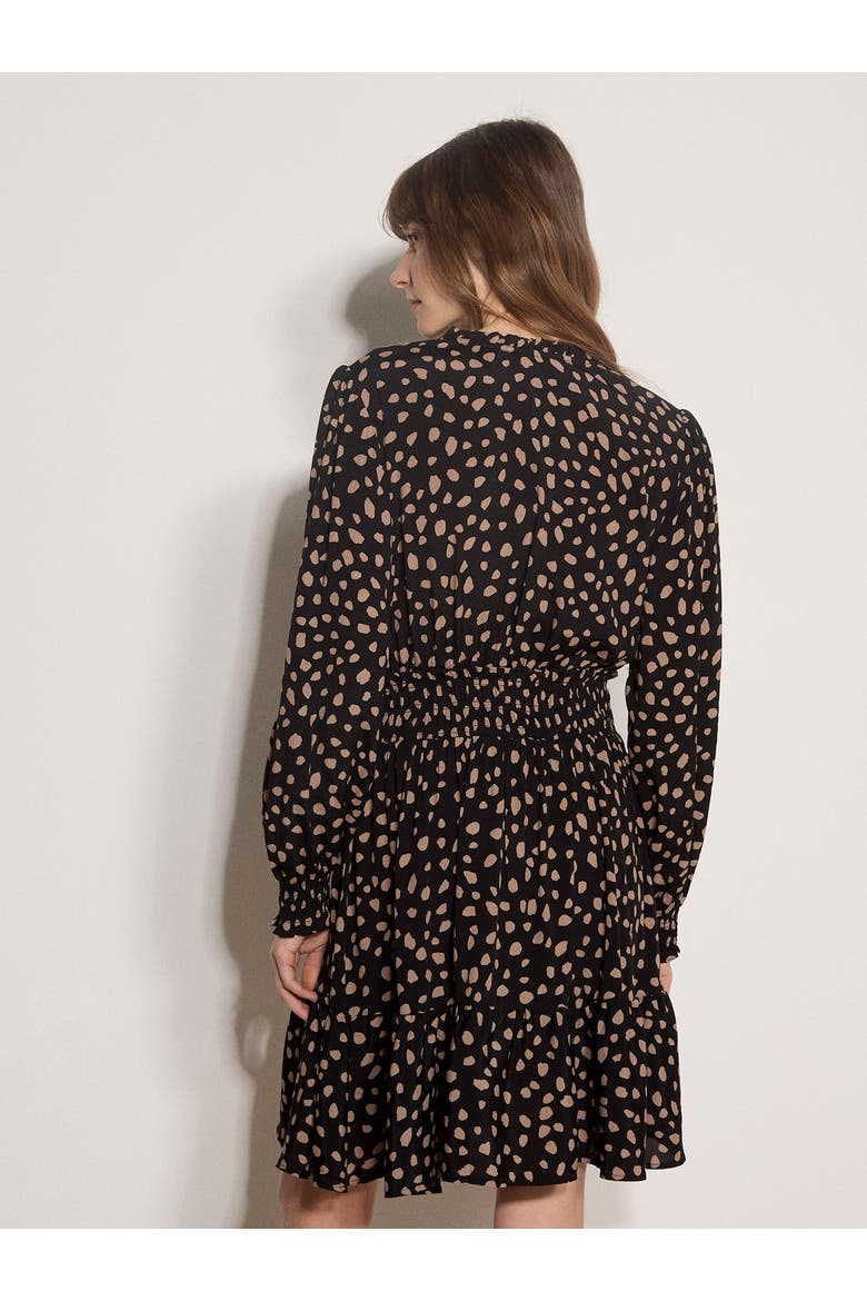Irregular Spot Ruffle Neck Dress, Alternate, color, Black