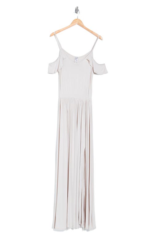 Go Couture Ruffle Cold Shoulder Maxi Dress In Neutral