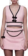 Avec Les Filles Bow Trim Sleeveless Crop Top