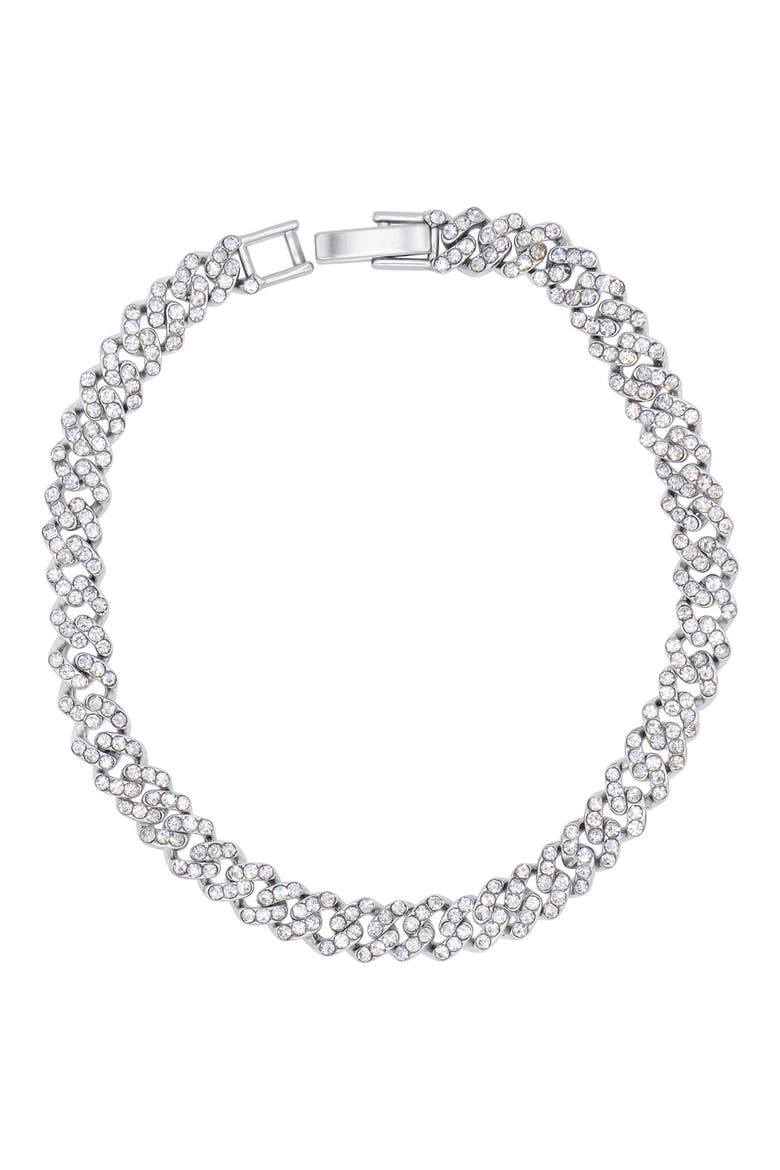 Crystal Pavé Curb Link Chain Bracelet, Main, color, SILVER