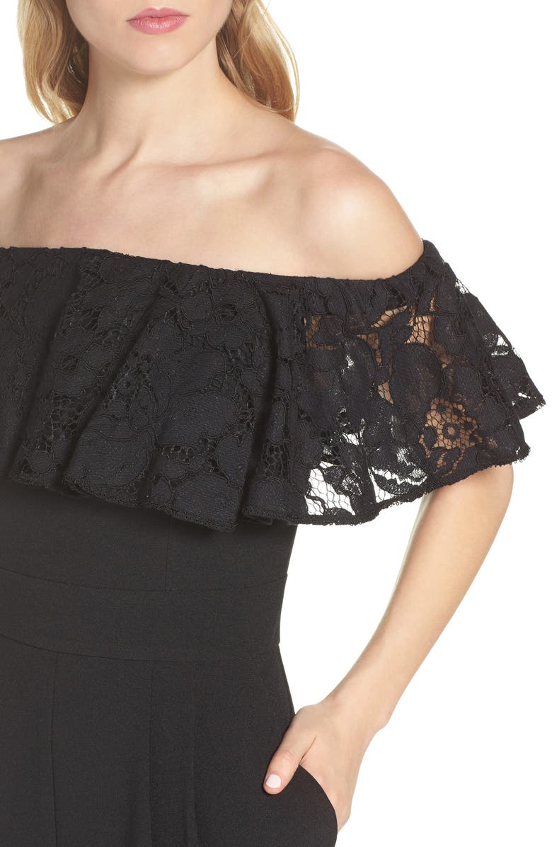 Eliza J Off the Shoulder Jumpsuit, Alternate, color, 