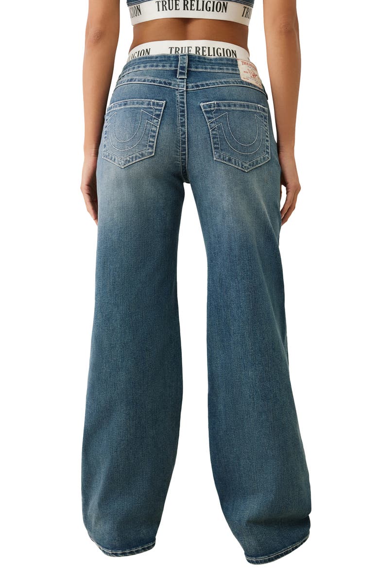 True Religion Bobbi Boxer Waistband Baggy Wide Leg Jeans, Alternate, color, Blue Radiance