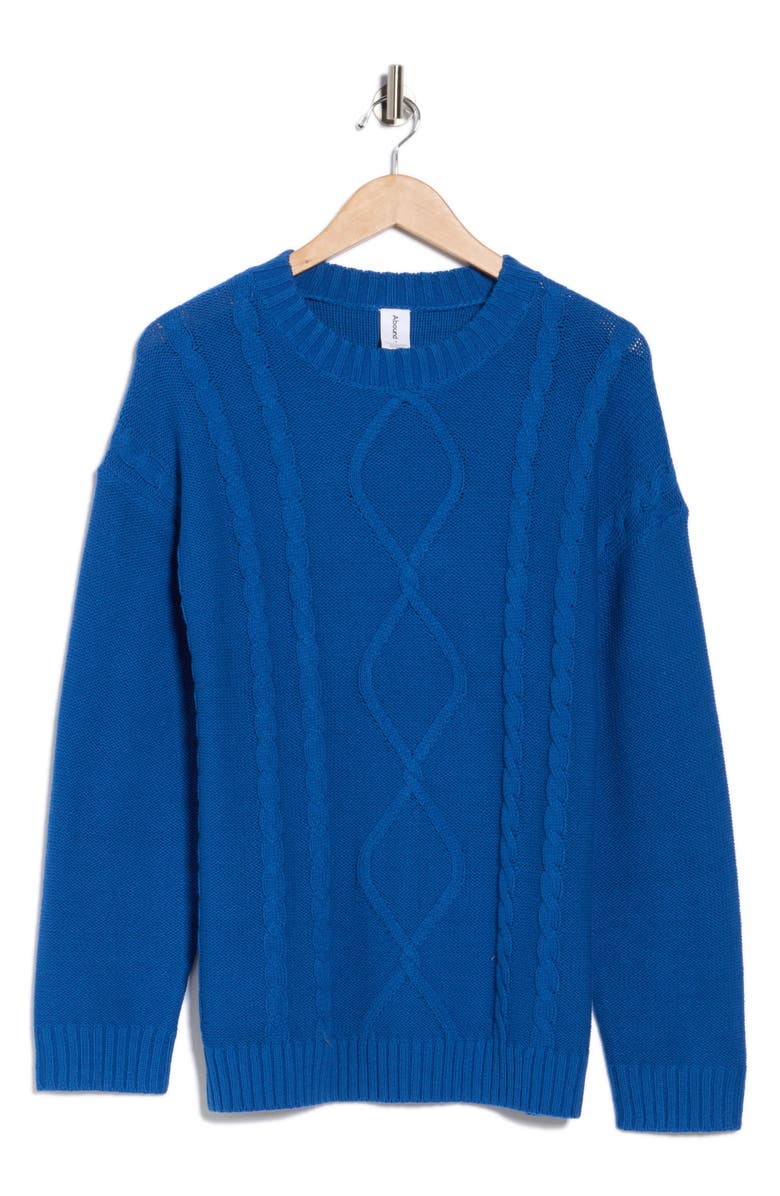 Abound Oversize Cable Stitch Sweater, Alternate, color, Blue True