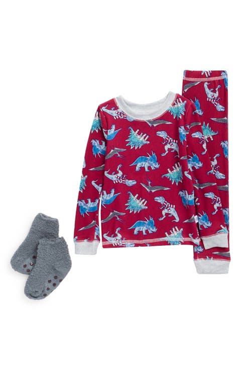 Kids' Dino Snug Fit Pajamas & Socks Set