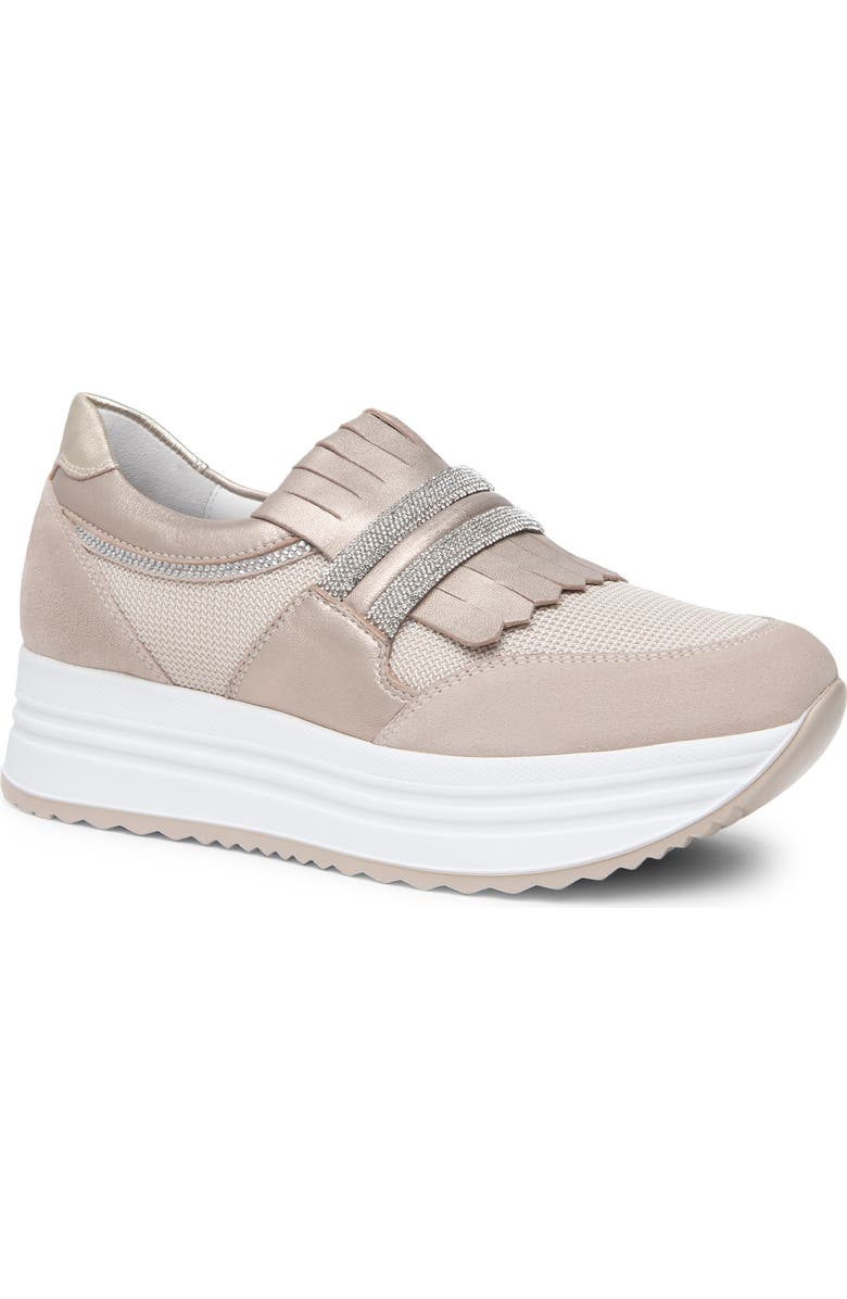 NeroGiardini Kiltie Bling Platform Sneaker, Main, color,