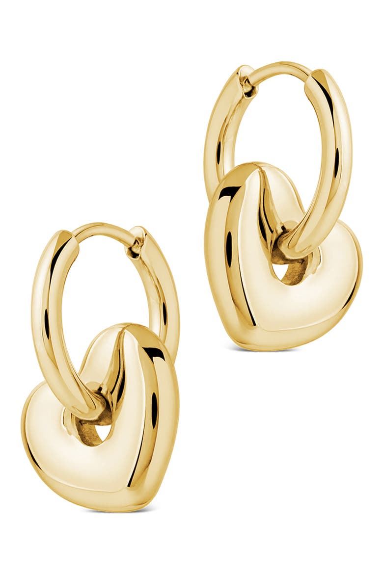 Interlock Drop Hoop Earrings, Alternate, color, GOLD