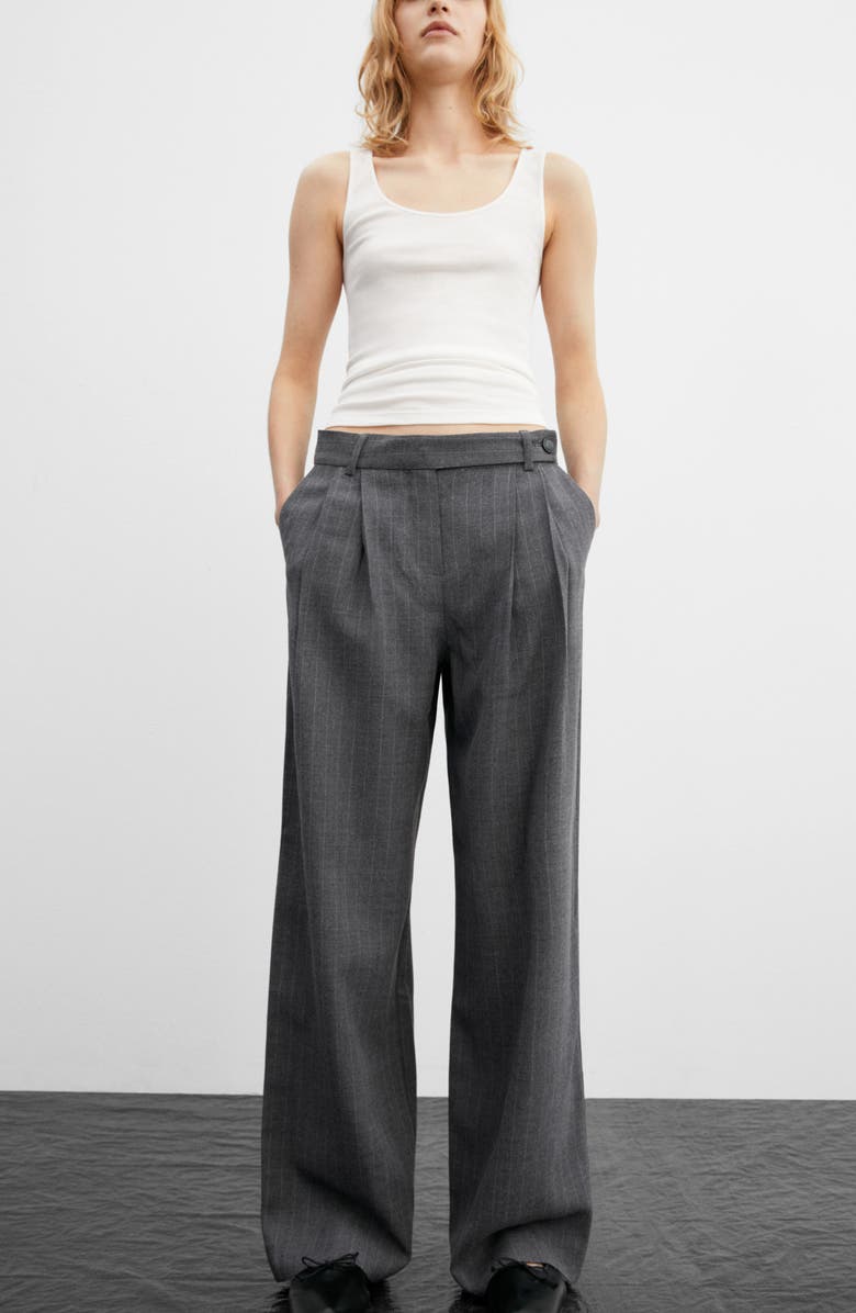 MANGO Siena Chalk Stripe Pants, Alternate, color,